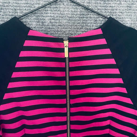 MICHAEL Michael Kors Womens Dress Size 6 Sheath Purple Black Striped Gold Zipper - Picture 9 of 11